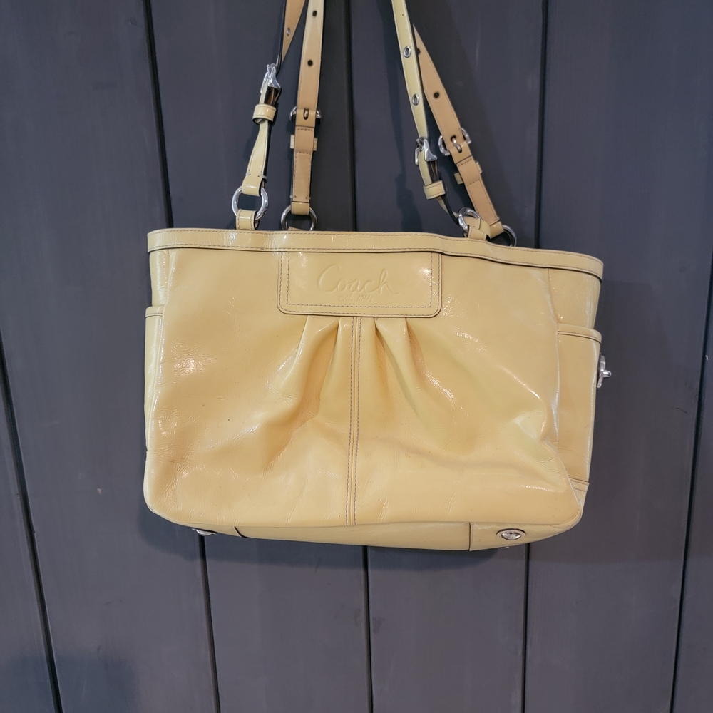Y2K Coach Yellow Leather Tote Bag